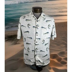 Ocean and Coast Hawaiian Shirt Mens M Mahi‎ Mahi Print Short Sleeve Button Up